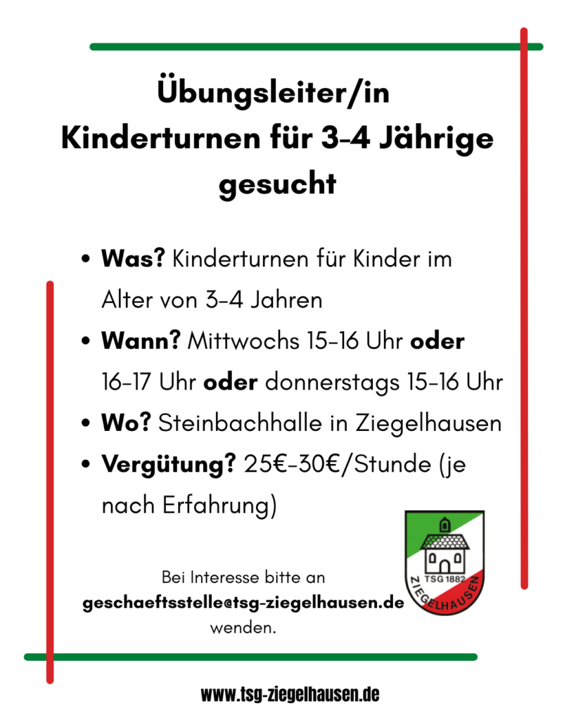 Übungsleiter/in Kinderturnen für 3-4 Jährige gesucht